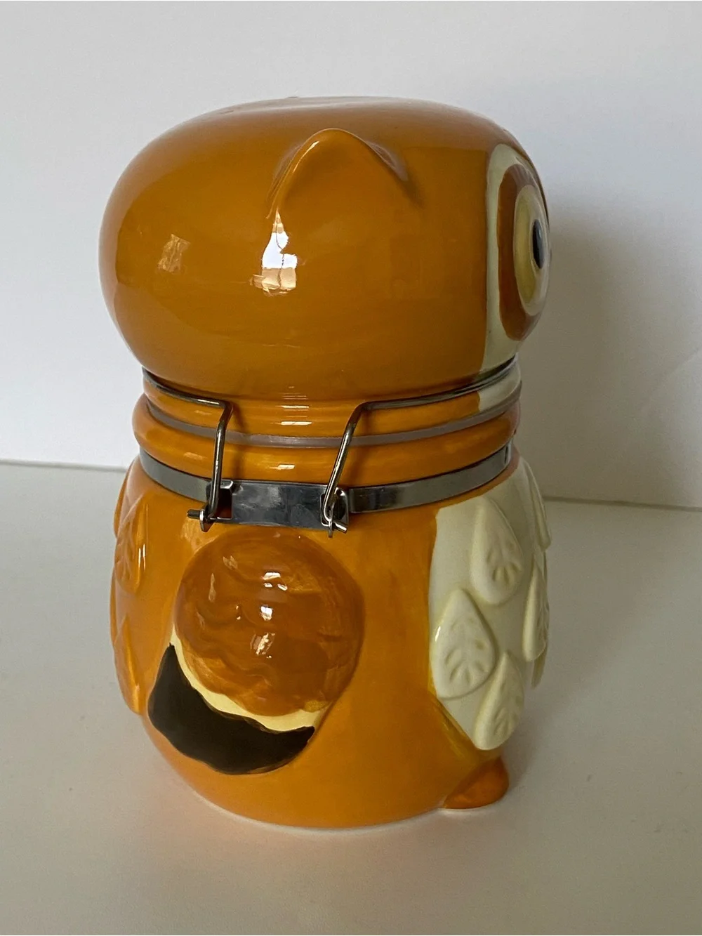 Owl Jar Canister Small Tea 6” X 4” Woodland Friends Ceramic Boston Traders Hinge